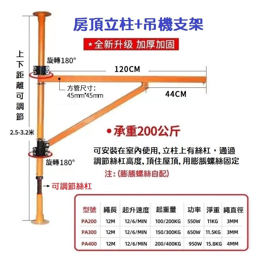 【空間救星】室內立柱支架 180度旋轉小型吊運機 家用小型捲揚機 裝修 建築吊沙吊磚機 立柱式-細節圖3