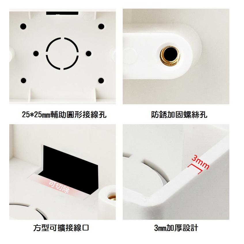 【現貨】台灣規格 118型明裝底盒 白色 PVC 單盒 開關 插座 加厚通用 明裝接線盒 120型-細節圖3