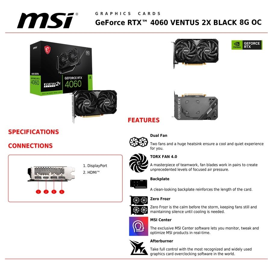 【全新現貨】微星 GeForce RTX 4060 VENTUS 2X BLACK 8G OC 顯示卡 MSI-細節圖2