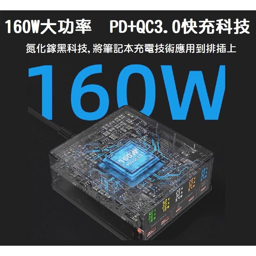 【現貨】160W 氮化鎵充電器 15W無線快充 電壓電流顯示 多口快充版 PD快充 手機 筆電 Switch QC3.0-細節圖5
