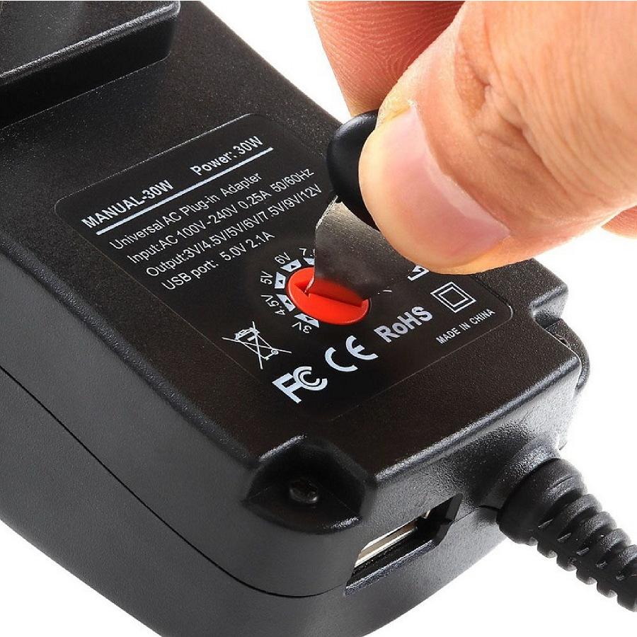 【現貨】30W 多功能電壓可調變壓器 DC電壓 3V 4.5V 5V 6V 7.5V 9V 12V 多種轉接頭 帶USB-細節圖6