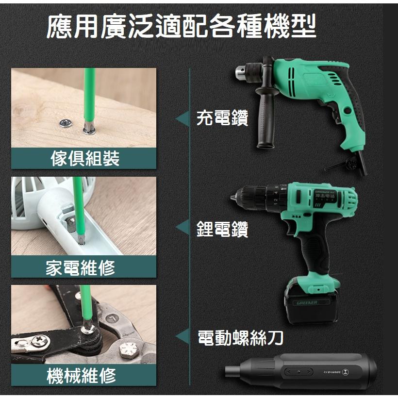 【現貨】防滑十字批頭 強磁圈 老師傅推薦 自攻螺絲必備 六角 高硬度 電動螺絲刀 手電鑽 綠林 帶磁起子頭-細節圖8