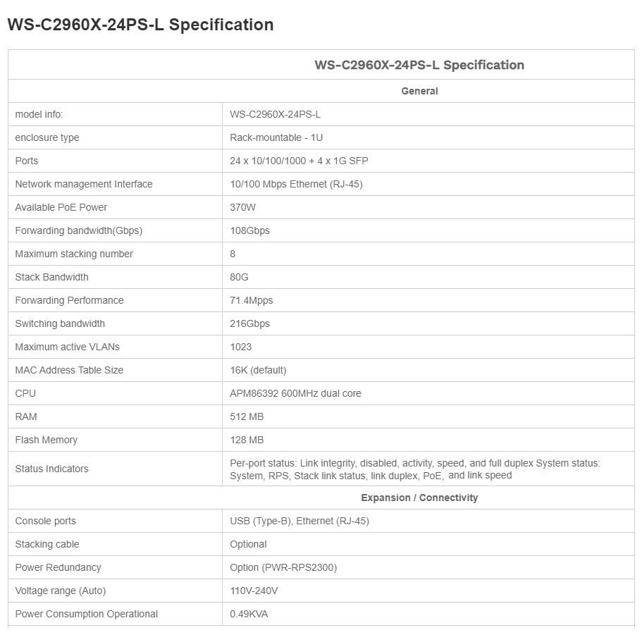 【全新現貨】思科 Cisco WS-C2960X-24PS-L 網路交換器 4xSFP 網管 L2 POE Switch-細節圖5