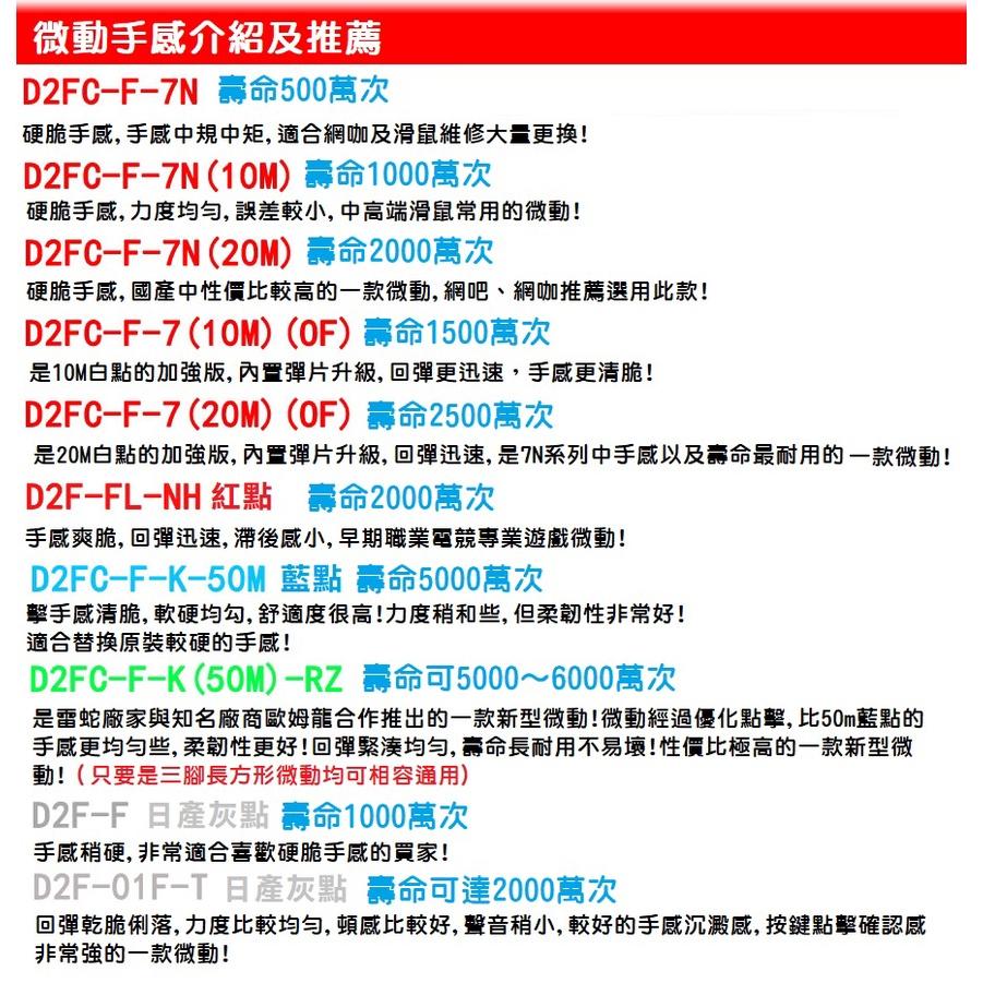 【台灣現貨】歐姆龍 D2FC-F-K(50M) 微動開關 0.44-0.74N 超常壽命 電競滑鼠維修 D2F-01-細節圖6
