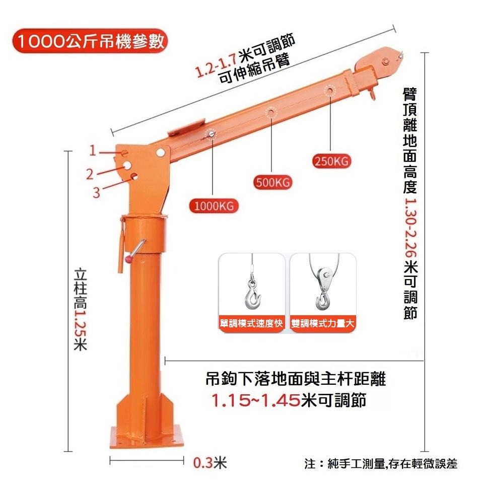 【現貨】卡車 貨車 1000 KG 車載吊機 吊桿 車用吊車吊臂 搭配電動絞盤使用 吊架 1噸-細節圖3