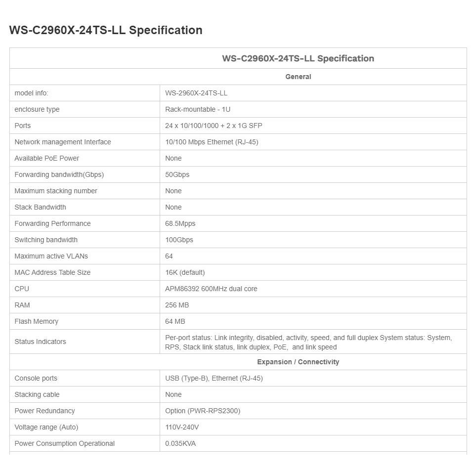 【現貨】思科 Cisco WS-C2960X-24TS-LL 網路交換器 2xSFP 網管型 全新盒裝 Switch-細節圖5