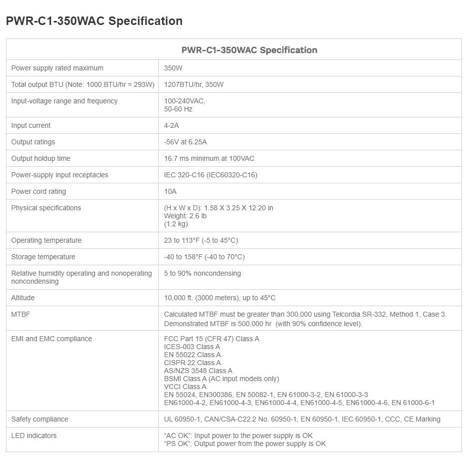 【全新原裝】思科 Cisco PWR-C1-350WAC 電源 用於WS-C3850系列 交換機-細節圖4