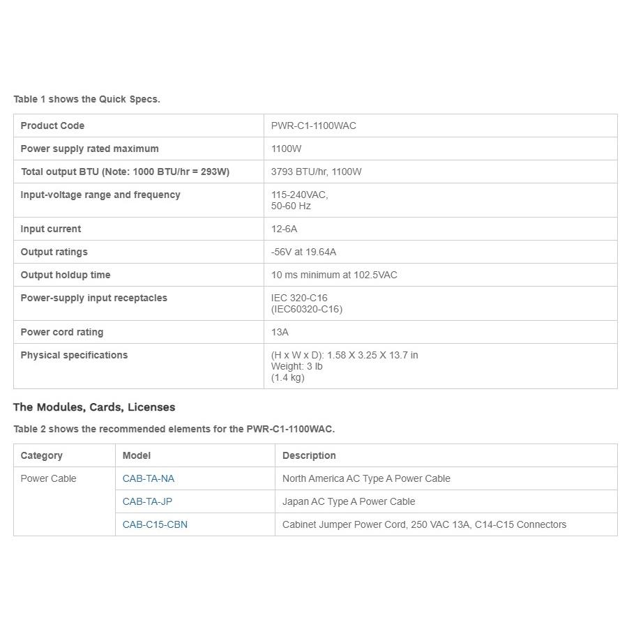 【全新盒裝】思科 Cisco PWR-C1-1100WAC 電源 用於WS-C3850系列 交換機-細節圖2