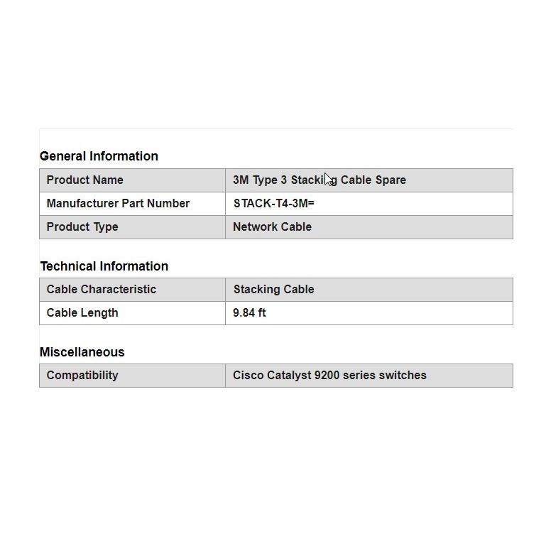 【全新現貨】思科 CISCO STACK-T4-3M 10ft 4型堆疊電線 9200、9300資料堆疊線-細節圖3