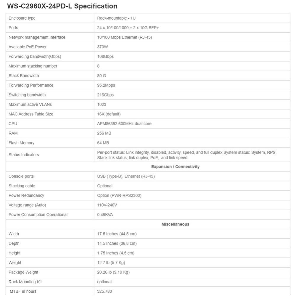 【全新原裝】思科 Cisco WS-C2960X-24PD-L 24口 POE 10G SFP 網路交換機 Switch-細節圖5