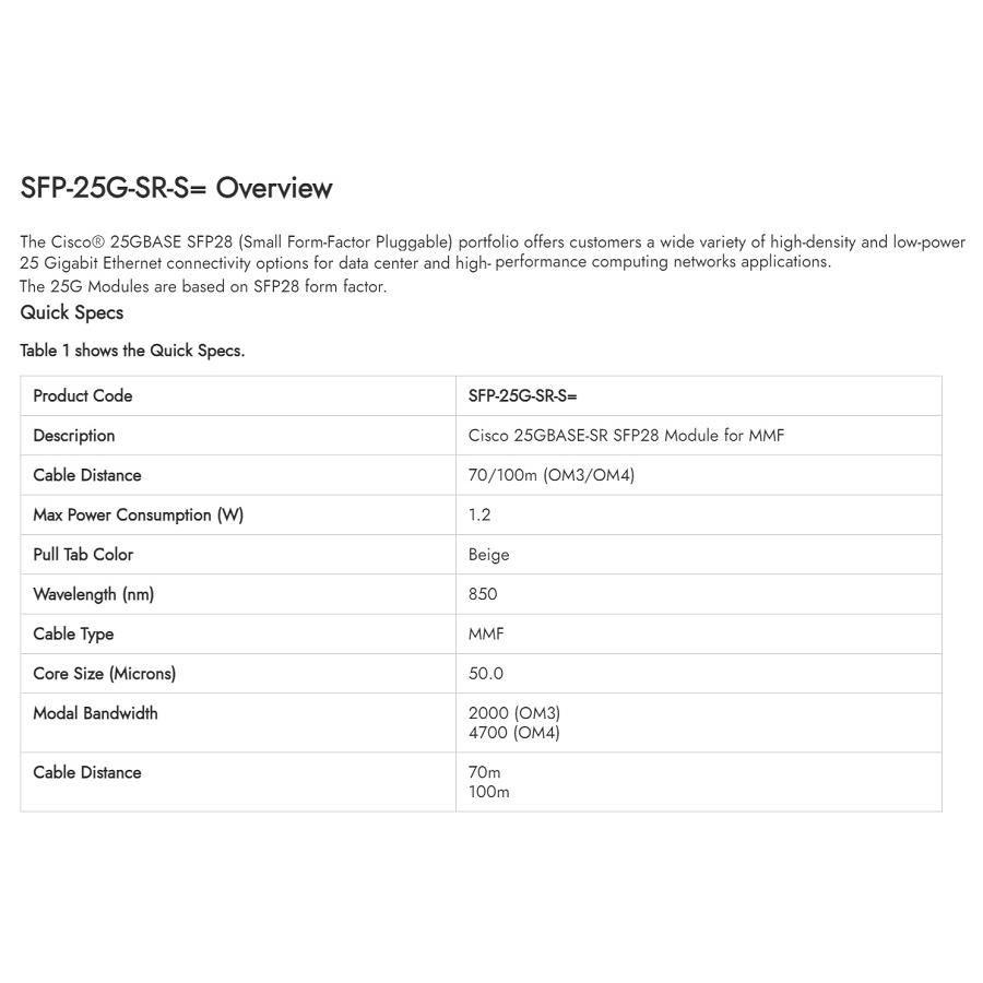 【光纖】Cisco 思科 SFP-25G-SR-S 光纖模組 SFP模塊 850nm 100M 多模 LC 全新-細節圖3