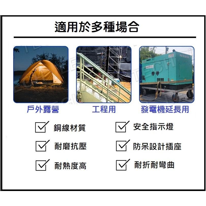 【現貨】動力延長線 10米 20米 30米 新國標 16A插頭 附燈 戶外 露營 延長線 工地 電焊 防爆耐摔 2C-細節圖2