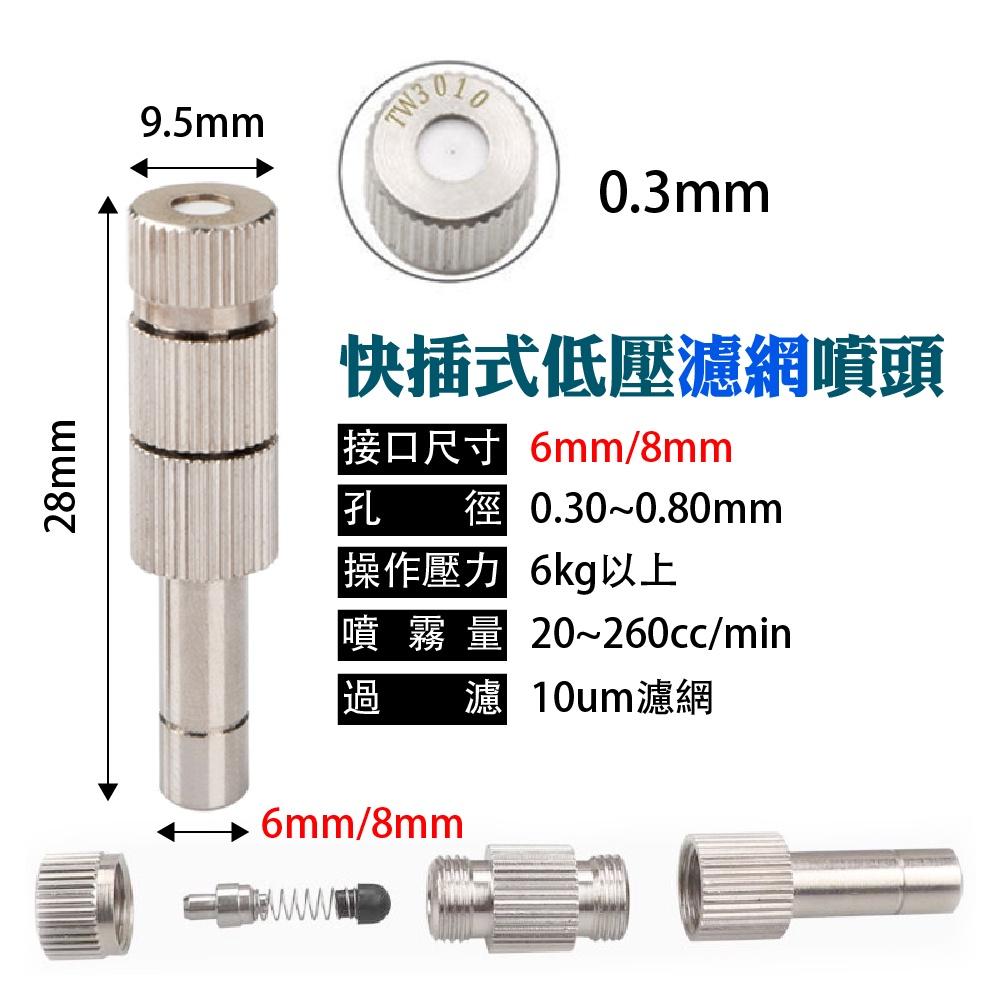 【現貨】6mm 快插式精細霧化噴頭 低壓造霧噴嘴 加濕 除塵 降溫 園藝 消毒 霧化噴嘴頭 8mm 黃銅-細節圖5