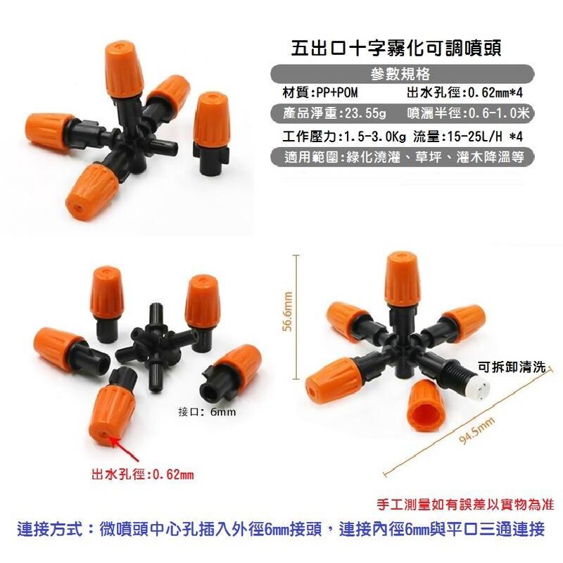 【爆量款】五出化口霧噴頭 完美噴灑無死角 可調流量 大棚 網室 溫室 降溫噴頭 藍耕 氣霧栽培-細節圖3