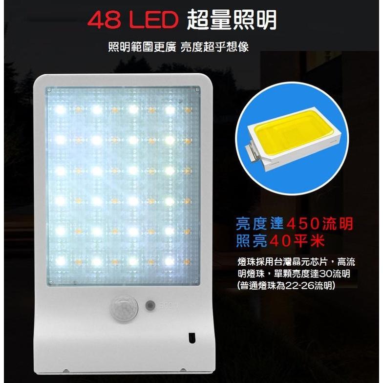 【2019新版】太陽能壁燈 48LED 太陽能感應燈 庭院燈 感應壁燈 LED感應燈 室外感應 太陽能光控 路燈-細節圖7