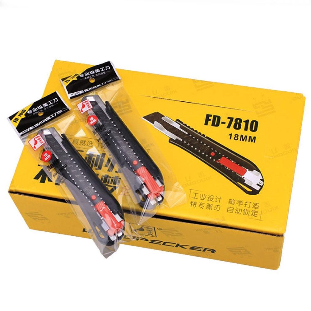 【熱銷現貨】啄木鳥美工刀 黑鑽鋼 加厚大號18mm 雙倍耐用型 FD-7810 寬版 大型 黑刃-細節圖6