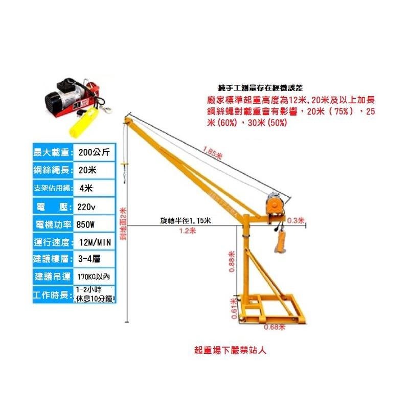 [現貨] 200KG捲揚機 小金剛吊車 小型吊運機 建築吊沙吊磚機 360度旋轉室外裝修-細節圖4