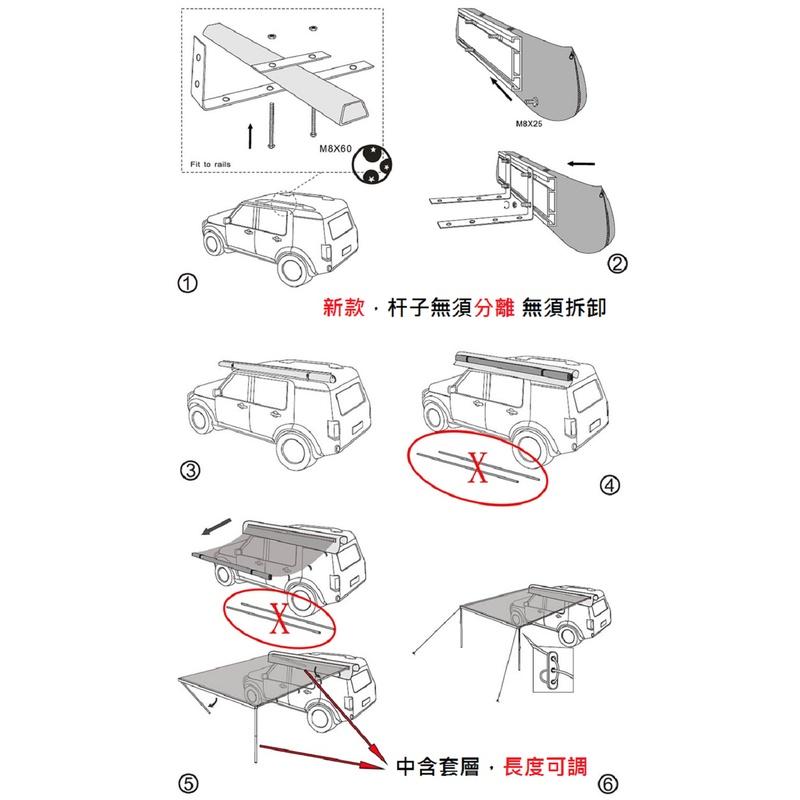 一體式快速車邊帳篷 汽車遮陽蓬 車頂帳篷 側邊棚車 天幕防雨棚 戶外遮陽蓬 車頂行李架-細節圖6