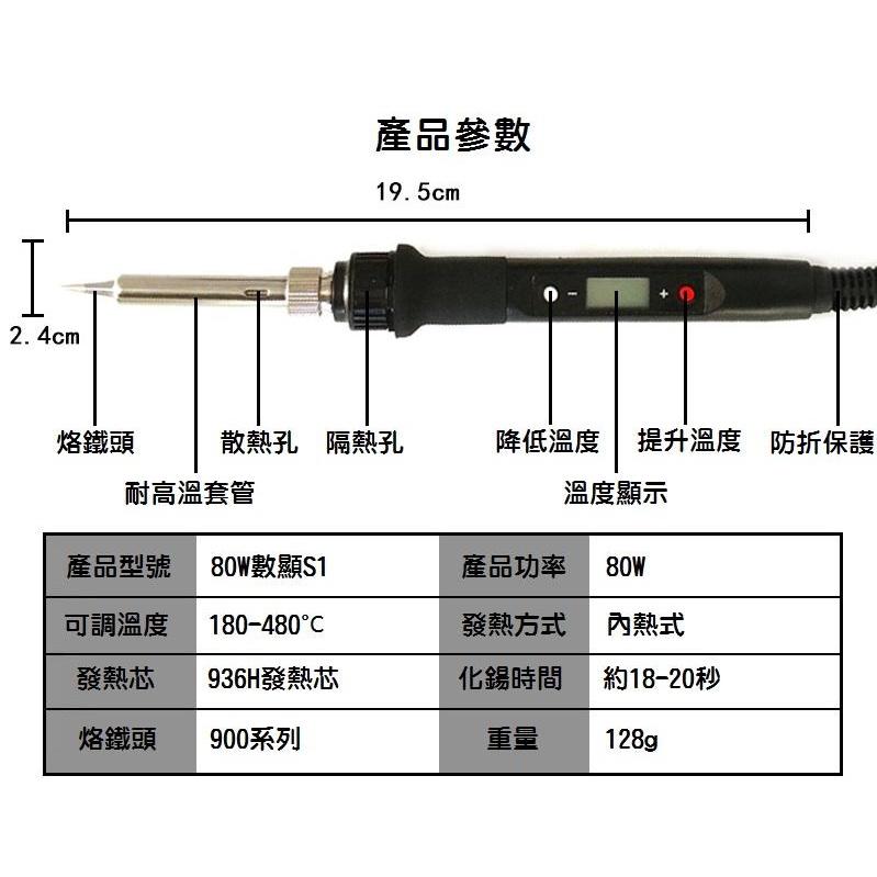 【大功率80W】2020新款 936 鐵 可調恆溫電烙鐵 內熱式電烙鐵 110V LCD顯示 可調溫 維修必備-細節圖7