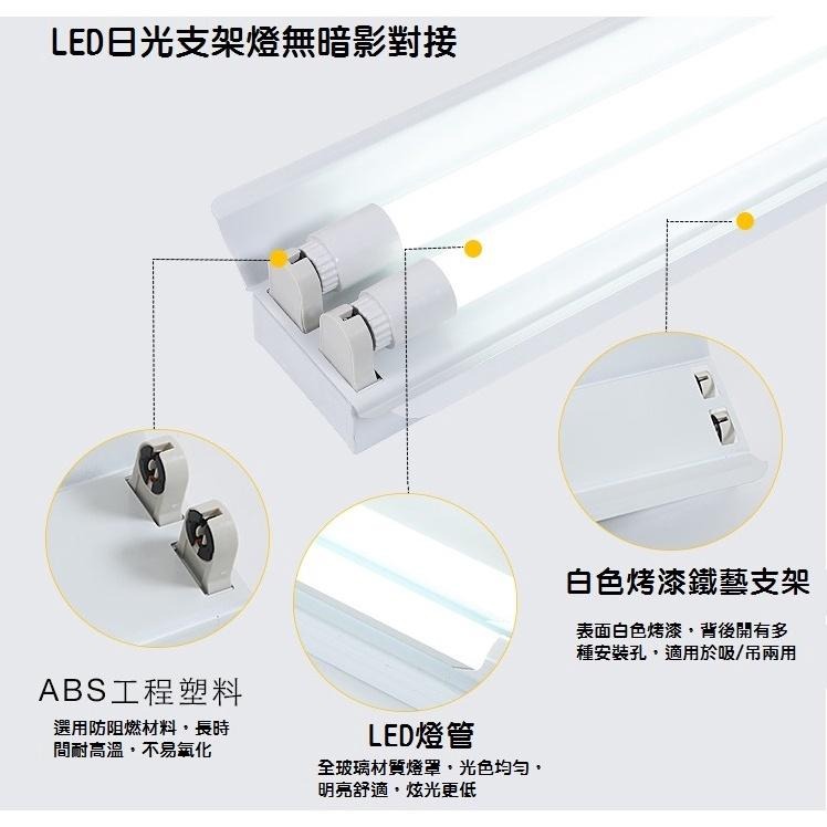 T8 4尺 LED 雙管 工事燈 燈座 反光罩支架 反光板 層板燈 燈架 吊燈 工作燈 工廠 倉庫 賣場照明-細節圖4