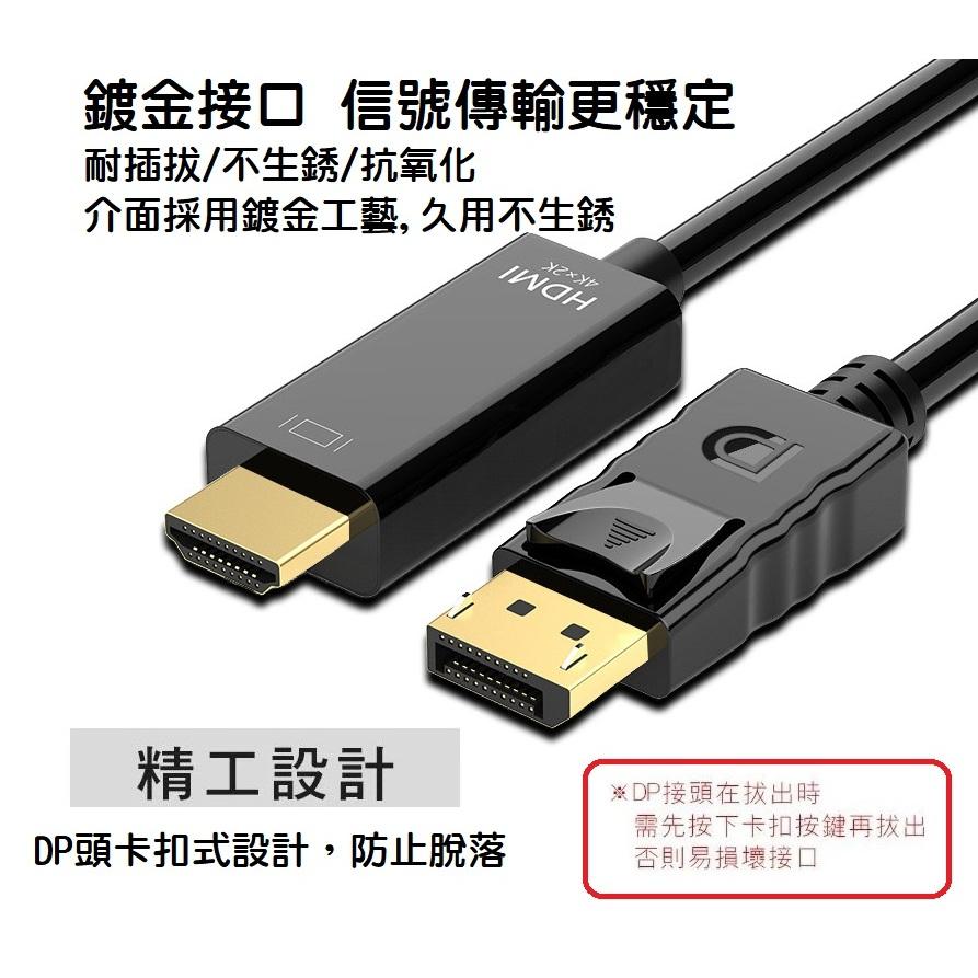 【現貨】1.8米 DisplayPort 轉 HDMI 轉接線 連接線 DP to HDMI 單向螢幕轉接線-細節圖6