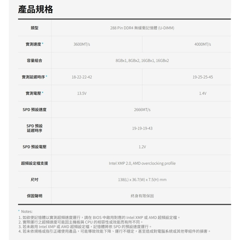 【全新終身保固】KLEVV (科賦) DDR4 3600 32GB (2x16G) 桌上型記憶體 32G 16GB-細節圖3