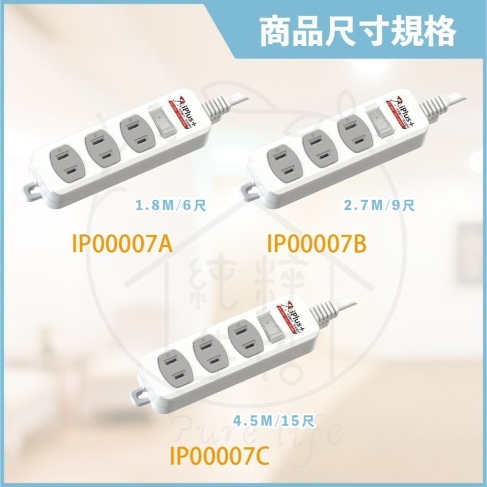 【保護傘 iplus+】台灣製 PU-2136 6尺 110V 1切3座2P 轉向插頭 電源延長線-細節圖4