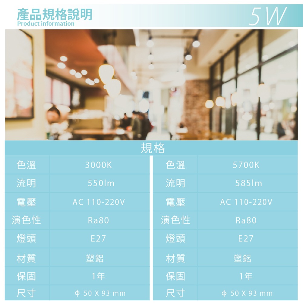 【e極亮】台灣製 LED 燈泡 5W 白光 黃光 E27 全電壓 LED球泡燈 另有3W 10W 13W 16W-細節圖2