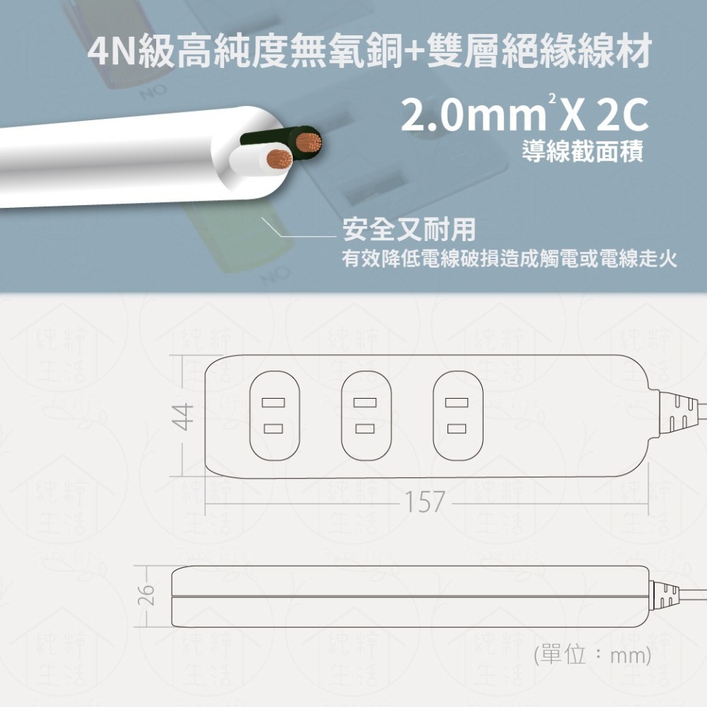 【電精靈】PKG-214 PKG-214A PKG-214B 4尺6尺9尺12尺15尺 側邊插座 4插過載 電腦延長線-細節圖8
