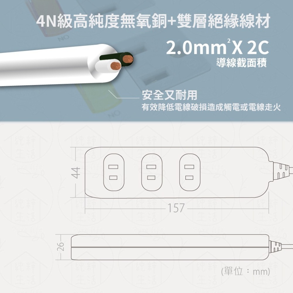 【電精靈】PKG-214 PKG-214A PKG-214B 4尺6尺9尺12尺15尺 側邊插座 4插過載 電腦延長線-細節圖8