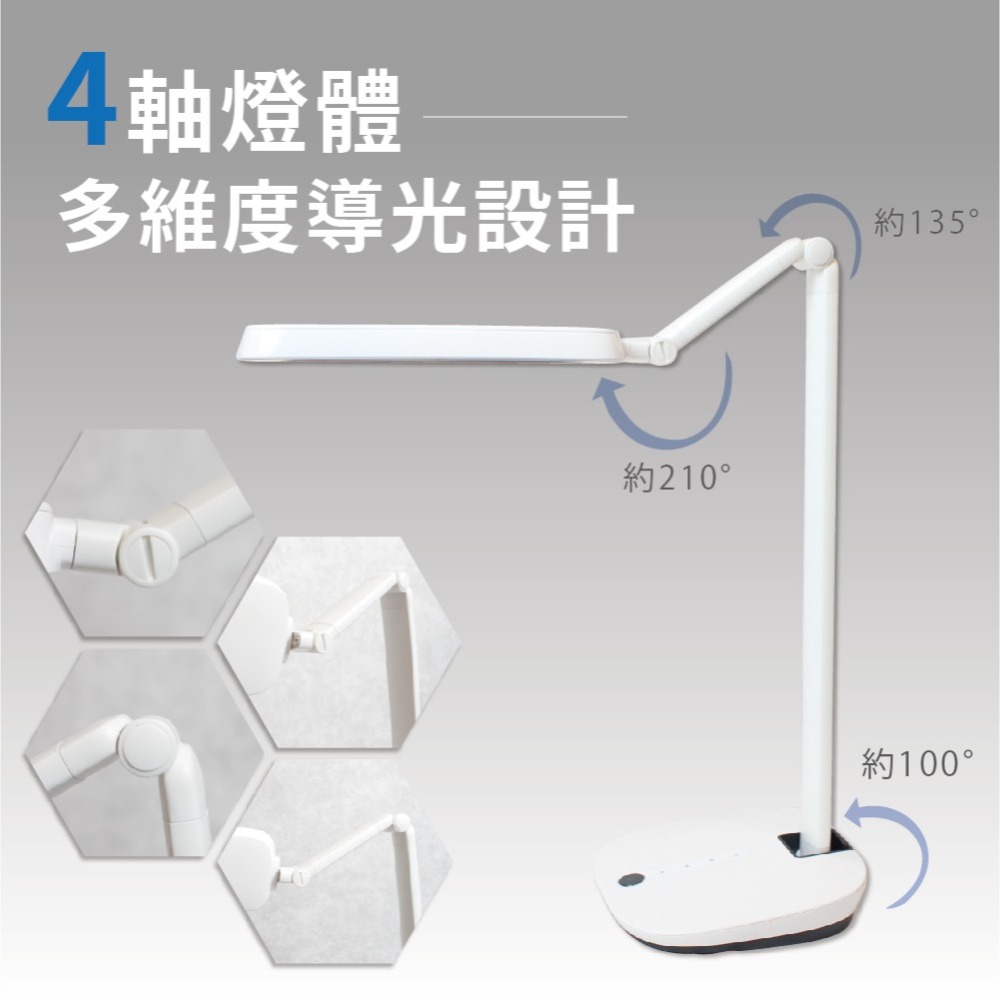 【Philips飛利浦】軒誠 66110 9.2W 自然光 4級滑動調光 LED護眼檯燈-細節圖3