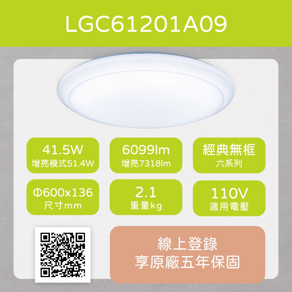 【純粹生活】Panasonic國際牌 LGC61201A09 42.5W 110V 增亮 經典無框 調光調色LED吸頂燈-細節圖8