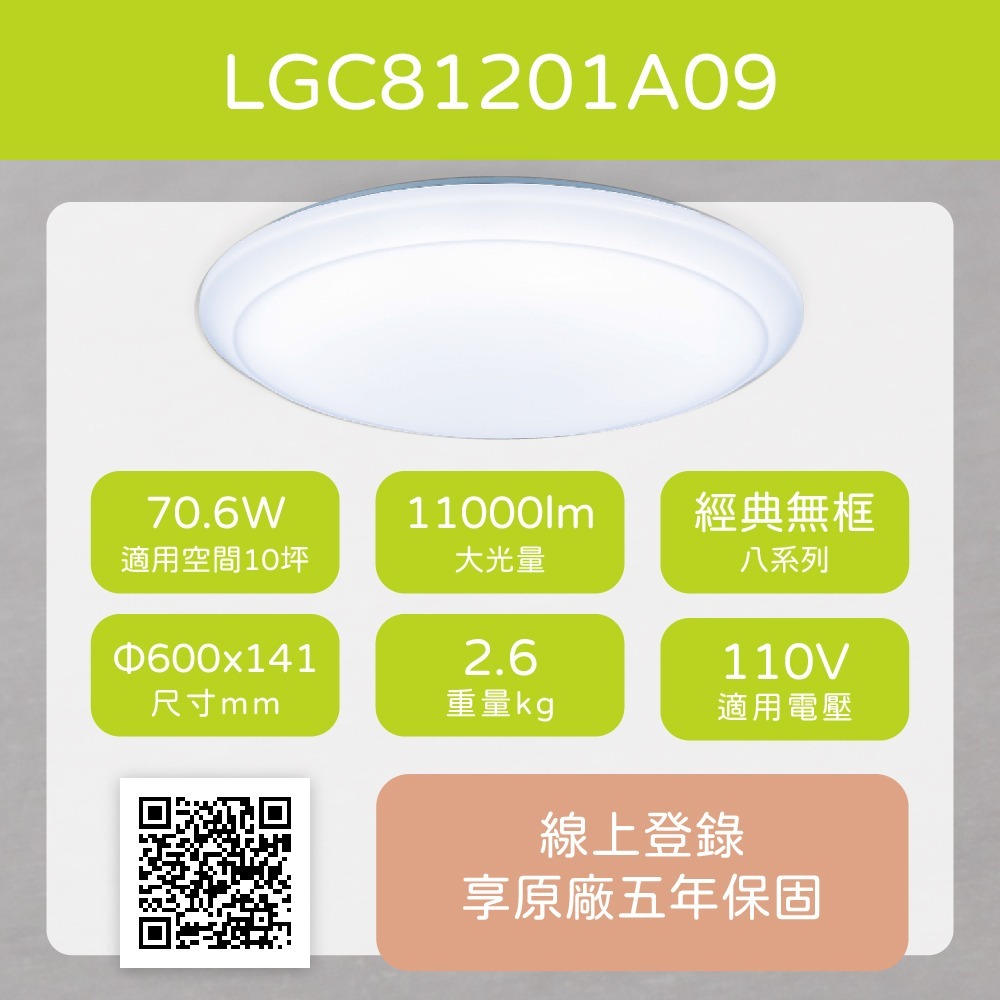 【純粹生活】Panasonic 國際牌 LGC81201A09 70.6W 110V 經典無框 調光調色 LED吸頂燈-細節圖8