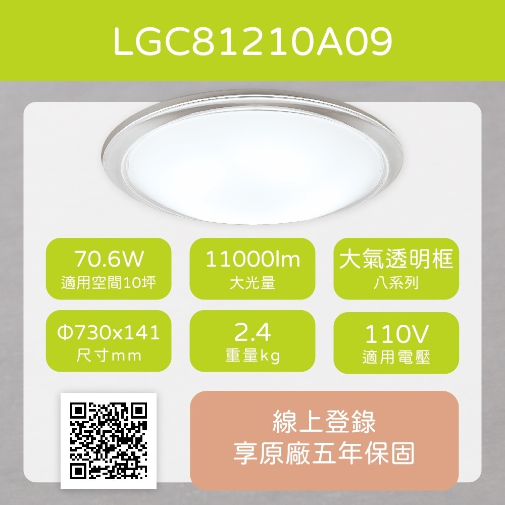 【純粹生活】Panasonic 國際牌 LGC81210A09 70.6W 110V 大氣 調光調色 遙控 LED吸頂燈-細節圖8