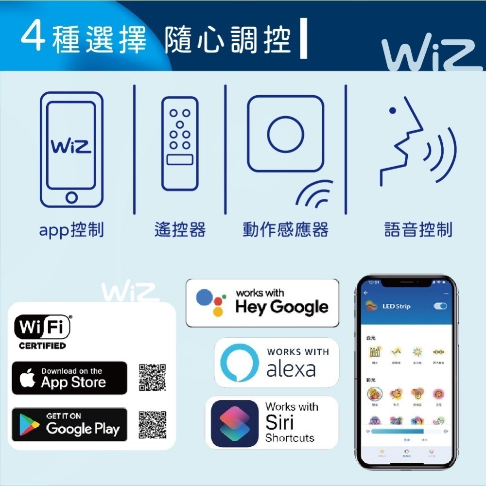 【純粹生活】Philips飛利浦 LED WiZ 13W 110V APP手機控制 調光調色 智慧照明 球泡燈 全彩燈泡-細節圖3