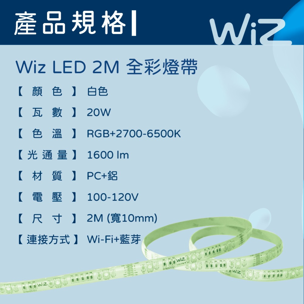 【純粹生活】Philips 飛利浦 LED WiZ 20W 2米 110V APP手機控制 智慧照明 燈帶 軟條燈-細節圖2