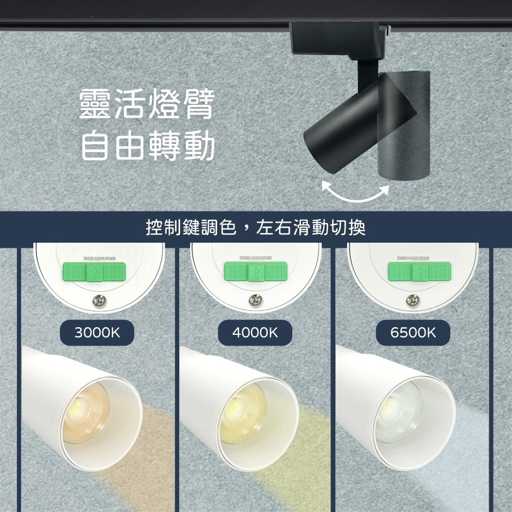 【純粹生活】 EVERLIGHT 億光 LED 星悅 10W 三段切換鍵調色 全電壓 LED 軌道燈 投射燈-細節圖3