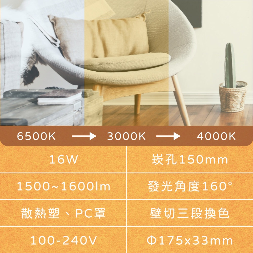 【純粹生活】 舞光 LED 16W 15公分 三色壁切 全電壓 三段壁切調色崁燈 LED嵌燈 15cm崁燈-細節圖5