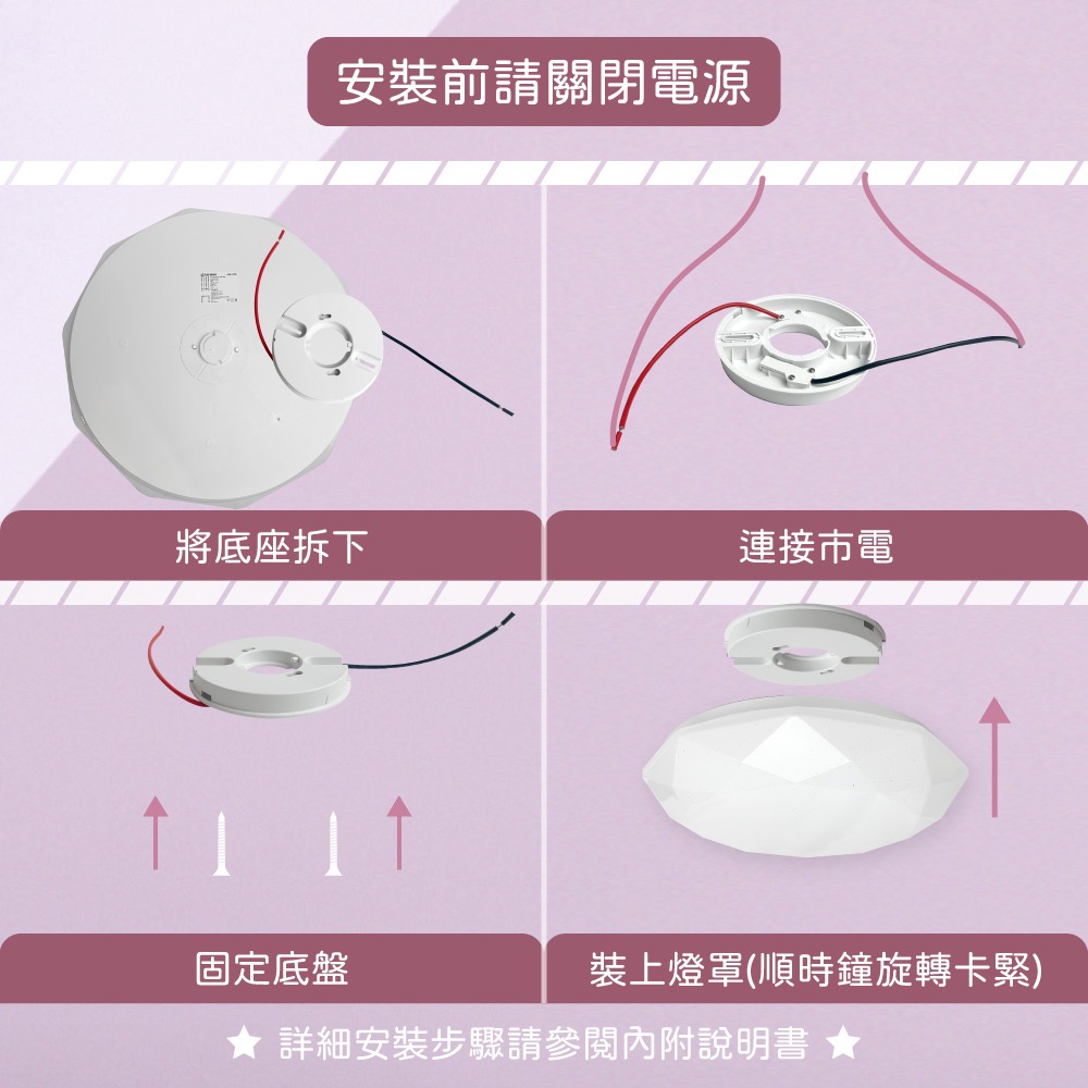 【純粹生活】 大同TATUNG LED 50W 星空 四段壁切調色 全電壓 防水防塵 LED吸頂燈-細節圖2