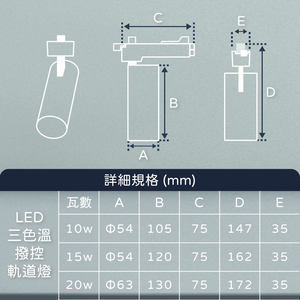 【純粹生活】 DR.BRIGHT 亮博士 LED 10W 調撥三色切換 全電壓 軌道燈-細節圖2