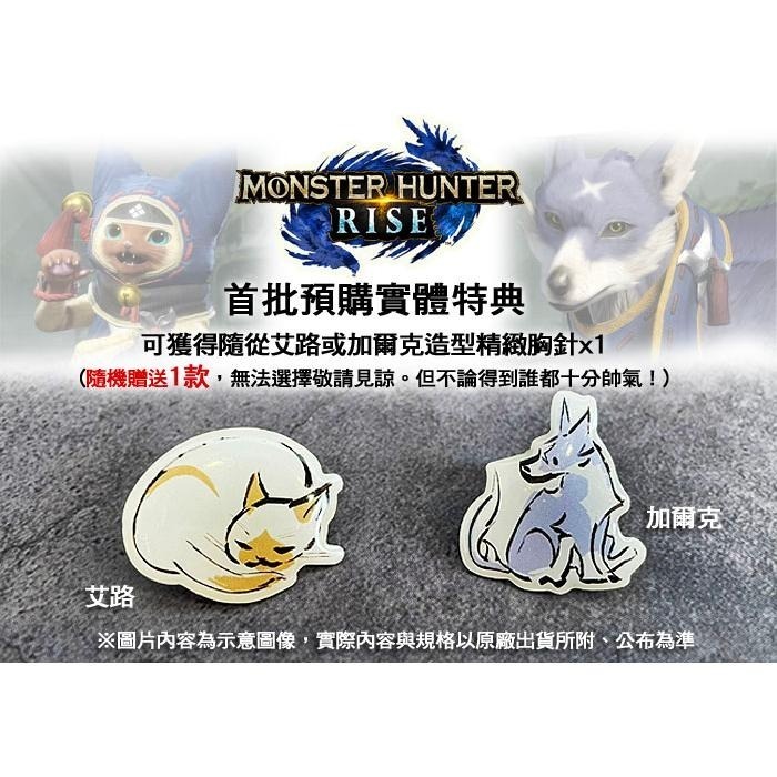 【全新現貨】原廠特典 魔物獵人 世界 Iceborne 紋章造型 類比套 + 魔物獵人 崛起 胸針/徽章(樣式隨機x1)-細節圖3