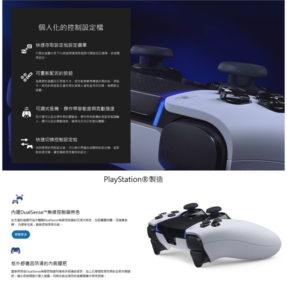 【現貨附發票】SONY PS5 原廠 DualSense Edge 無線控制器 CFI-ZCP1G 午夜黑 操作桿模組-細節圖8