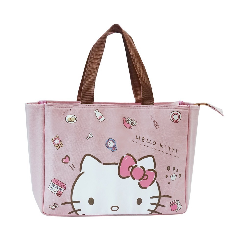 【正版授權公司貨】Melody Hello Kitty 手提拉鍊保溫/保冷袋 購物袋-櫻花粉 KT-BAG011-細節圖9