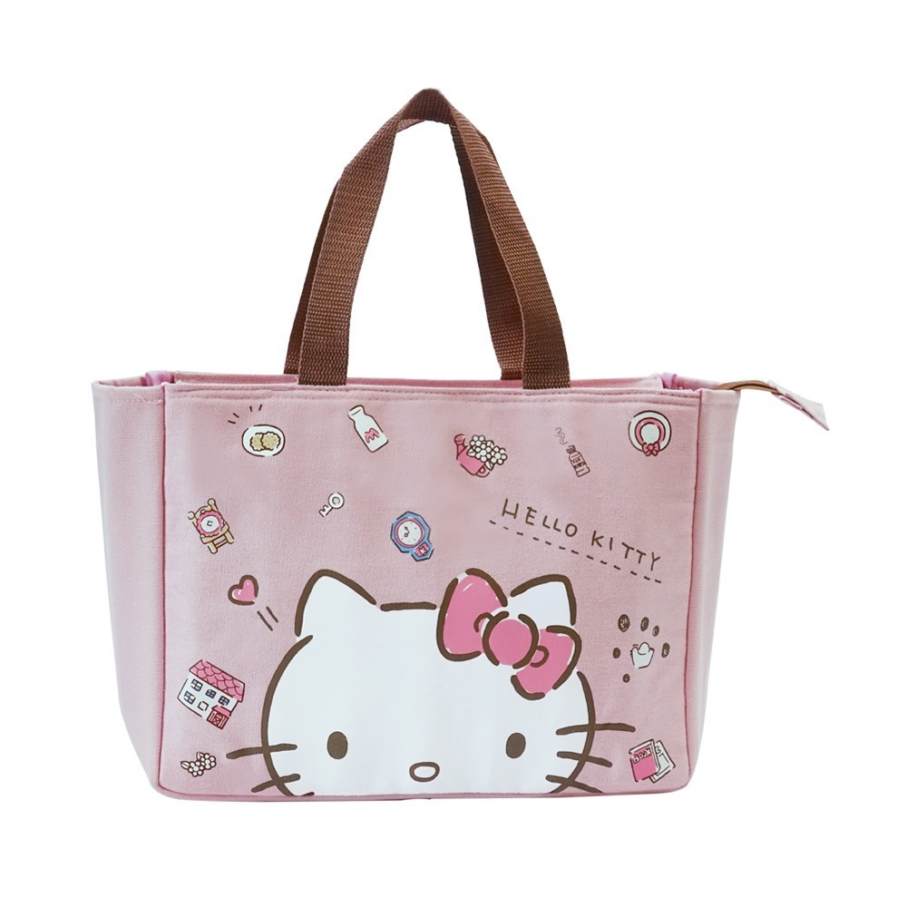 【正版授權公司貨】Melody Hello Kitty 手提拉鍊保溫/保冷袋 購物袋-櫻花粉 KT-BAG011-細節圖10