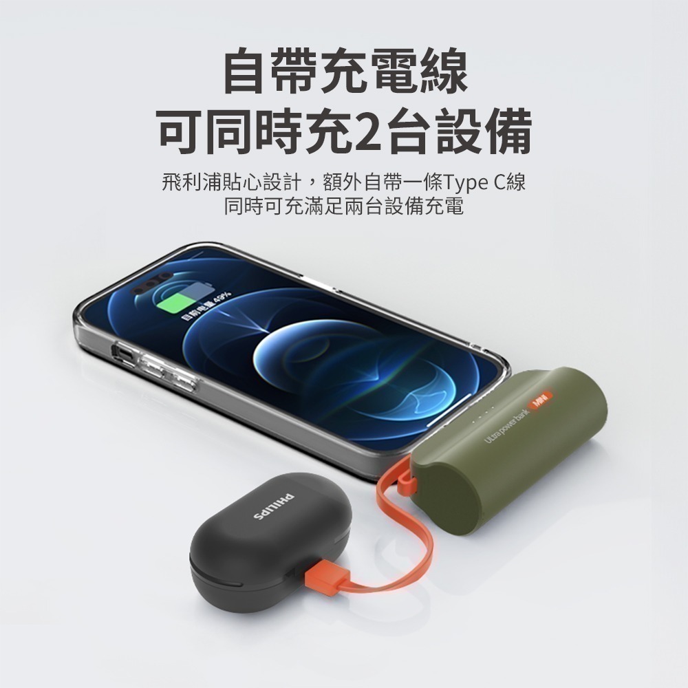 【可上機含發票】PHILIPS飛利浦 4900mAh 行動電源 10W TypeC Lightning DLP2550-細節圖5