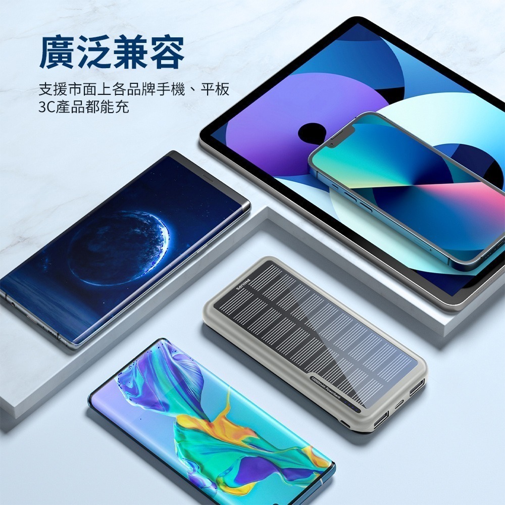 【可上機附發票】PHILIPS 飛利浦 10000mAh雙孔 太陽能 行動電源 DLP7728N 多孔輸入 37Wh-細節圖10