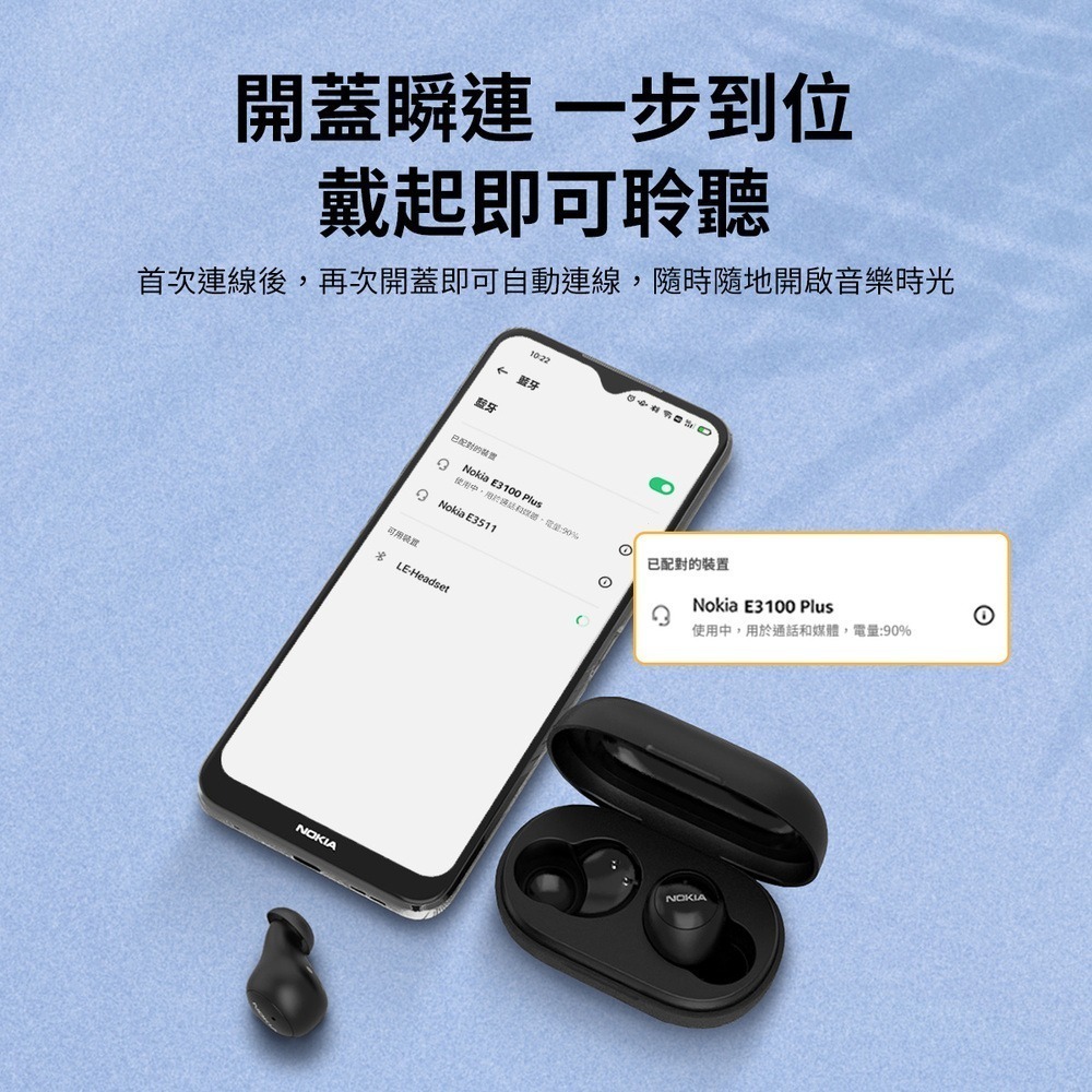 【全新公司現貨】NOKIA 超輕入耳式 真無線藍牙耳機(藍牙5.2/ENC降噪) E3100 Plus [夢遊館]-細節圖9