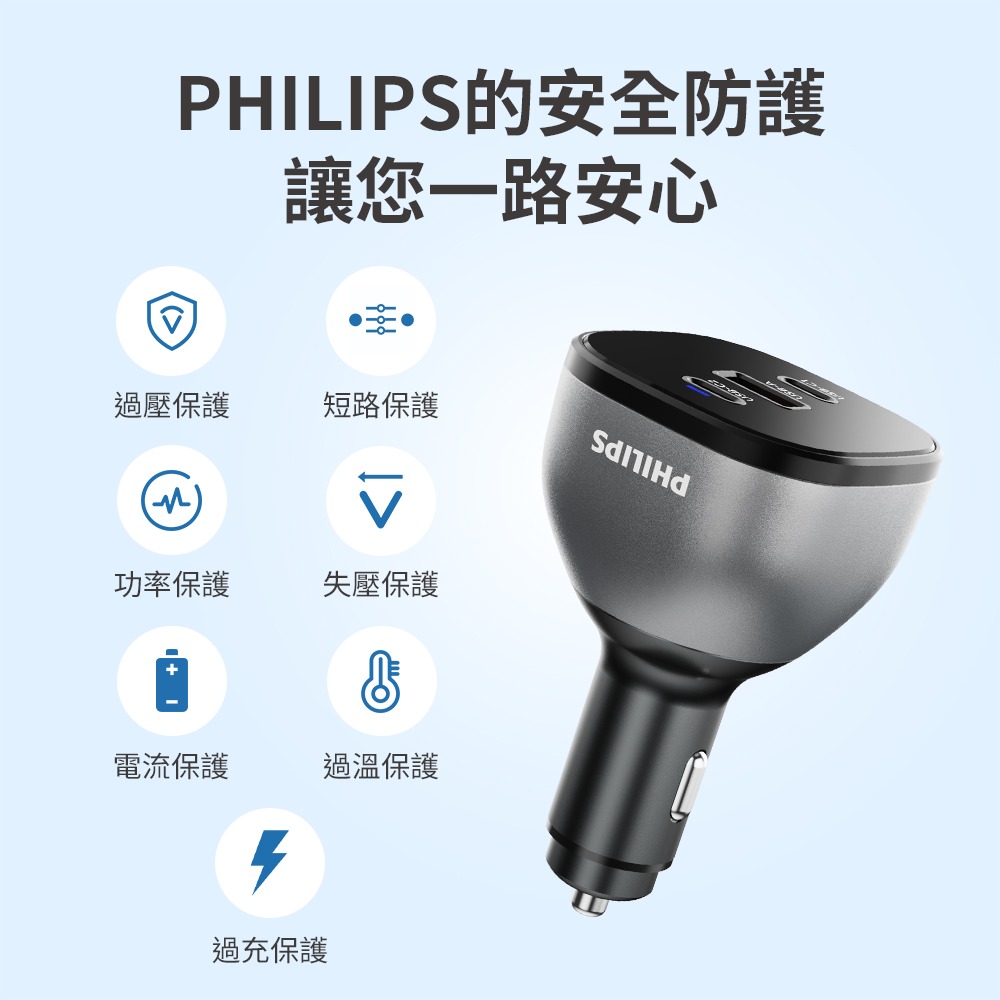 【全新現貨】PHILIPS飛利浦 黑金剛 PD 165W 快充 Type-C+USB 3孔車用充電器 DLP3539C-細節圖9