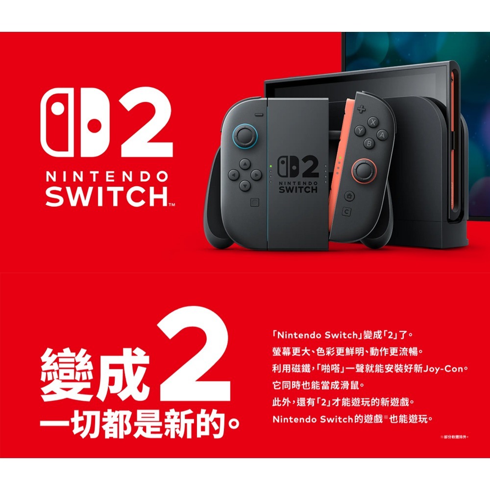 【台灣公司現貨含發票】任天堂 Nintendo Switch2 主機 二代  +遊戲任選*1+保貼*2-細節圖4