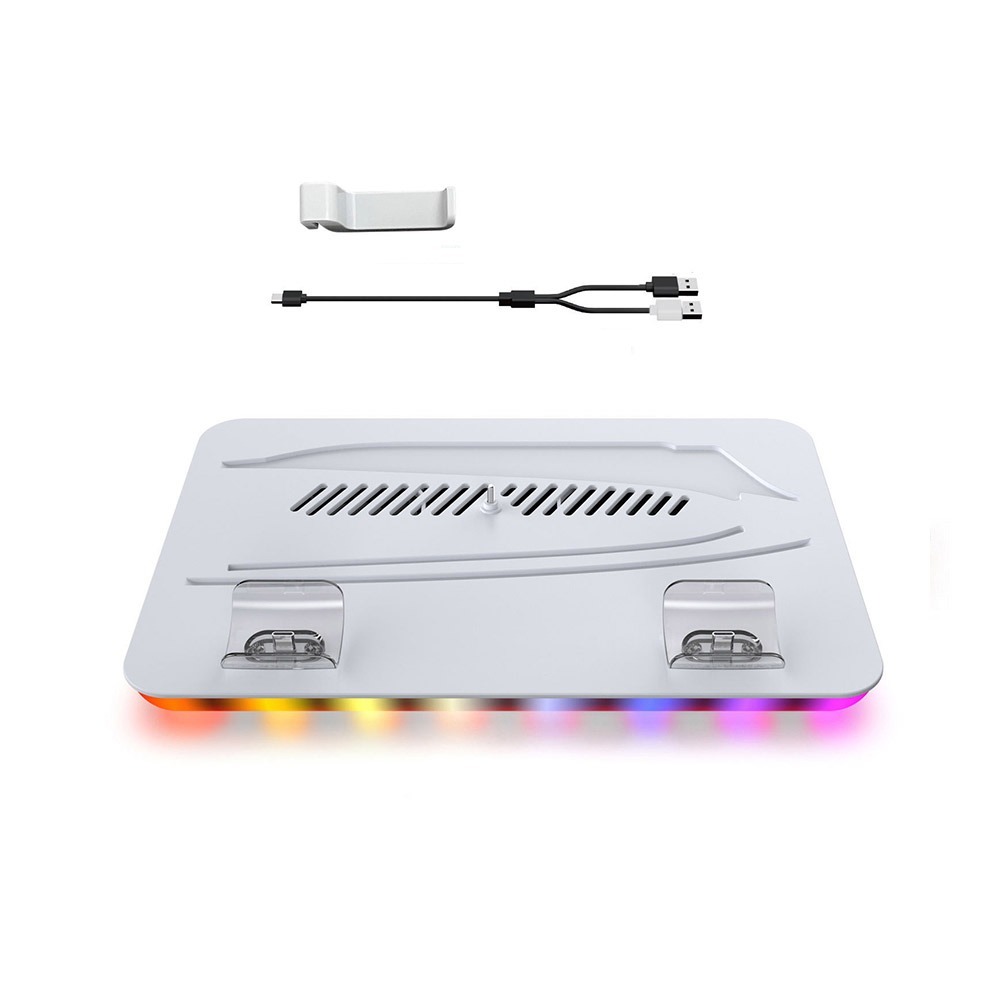 【全新現貨附發票】DOBE PS5主機通用 直立架 雙手把充電/散熱風扇 LED底座+耳機掛勾 (TP5-35103)-細節圖2